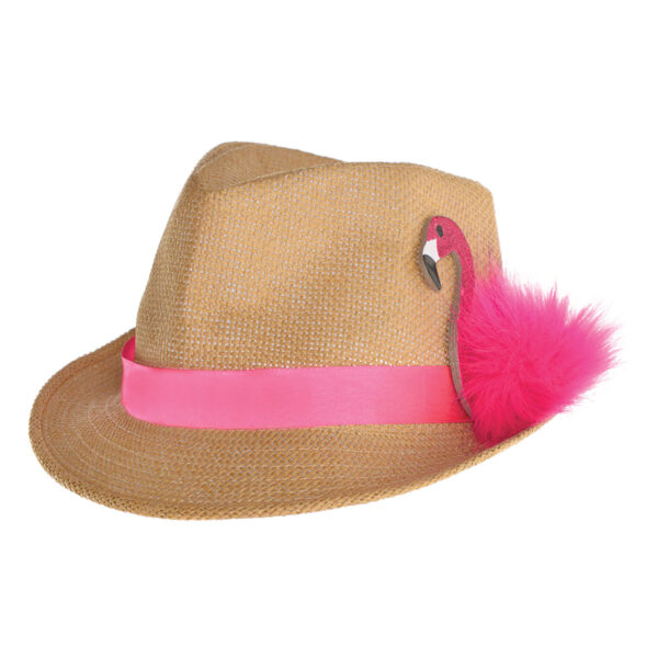 Strohhut Fedora Flamingo