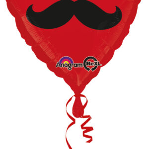 Folienballon Herz mit Schnurrbart rot 45cm/ 18 Inch