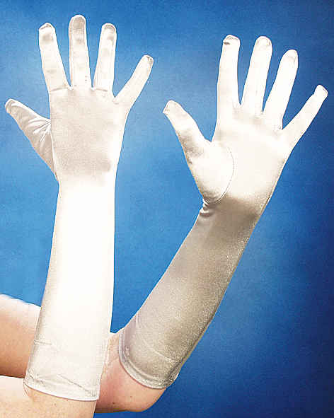 Satin-Handschuhe ca. 40cm,silber