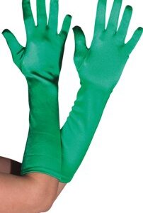 Satin-Handschuhe ca. 40cm,dunkelgrün