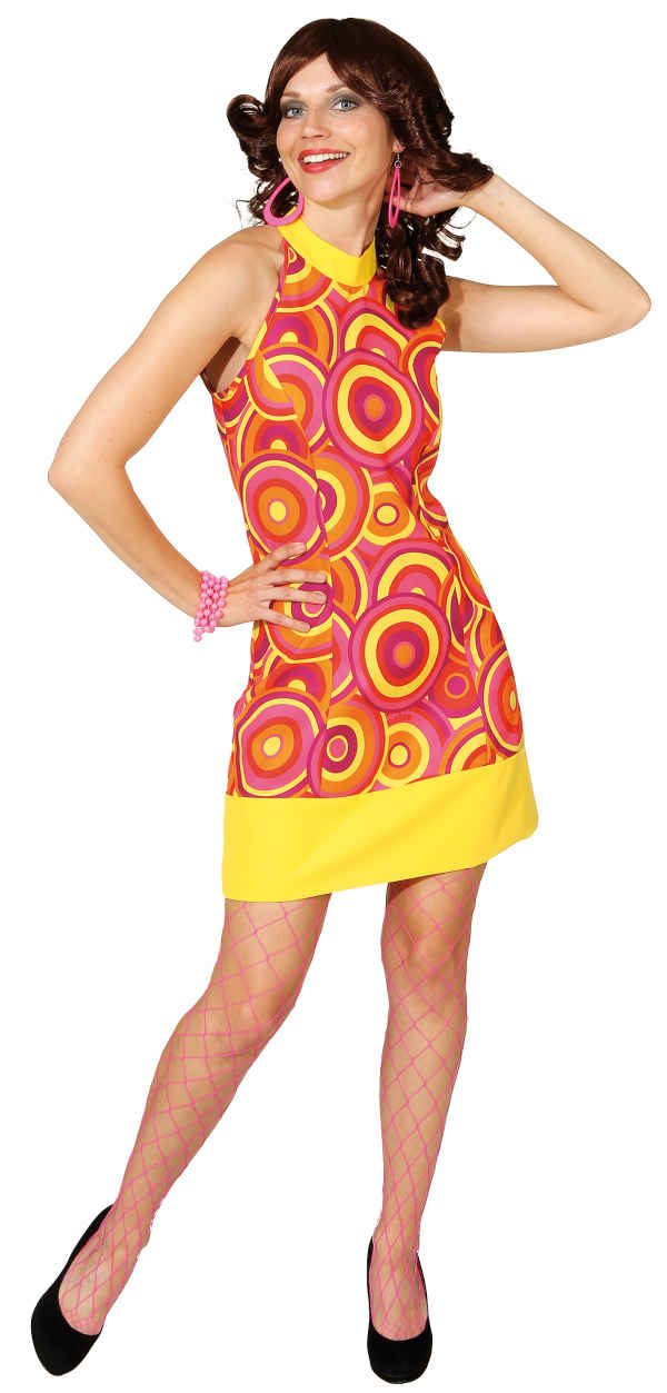 Crazy Disco Queen, orange/gelb (Kleid) Gr. 42