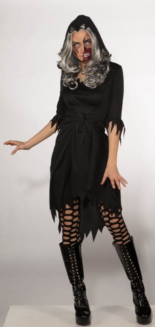 Black Dress (Kleid m. Kapuze) Gr.46/48