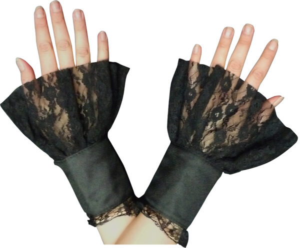 Damen Handstulpen Steampunk schwarz