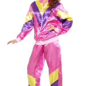 80's Height of Fashion Shell Suit Costume, Pink, with Jacket and Trousers, in Display Bag