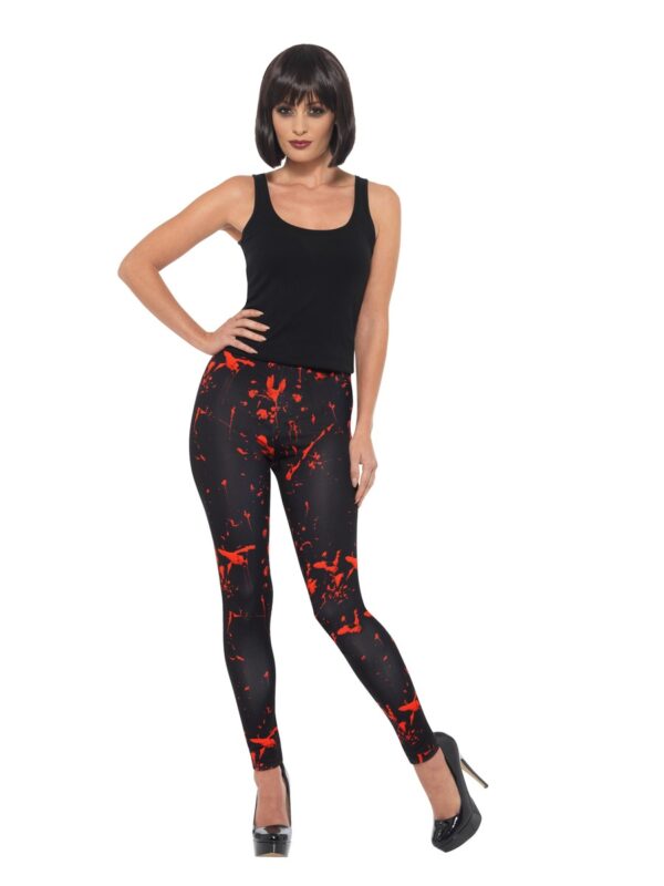 Horror Leggings schwarz mit Blut