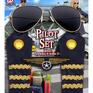 Piloten-Set (Sonnenbrille, Schulterklappe, Abzeichen)