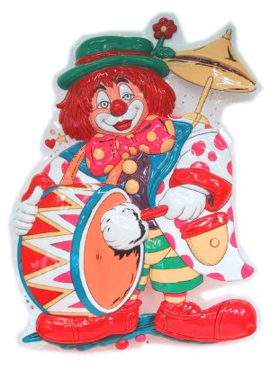 Wanddeko Clown mit großer Trommel 55x40cm
