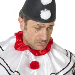 Spitzhut Pompon weiß-schwarz
