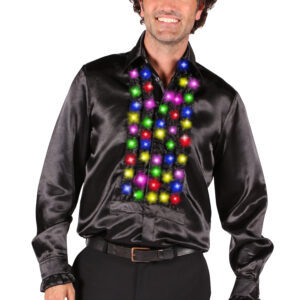 Rüschenhemd schwarz LED-multicolor Gr.S