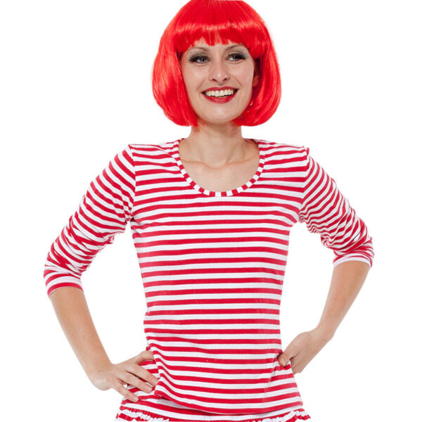 Ringelshirt Lady langarm rot-weiß Gr. L