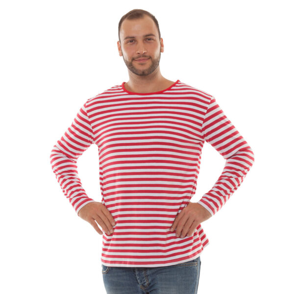 Ringelshirt Herren langarm rot-weiß Gr. XXXL