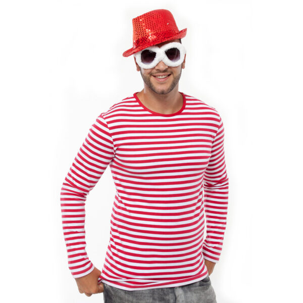Ringelshirt Herren langarm rot-weiß Gr. XXXL – Bild 2