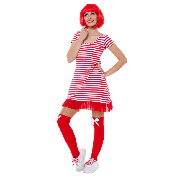 Ringelkleid  Rüschensaum rot-weiß Gr. S