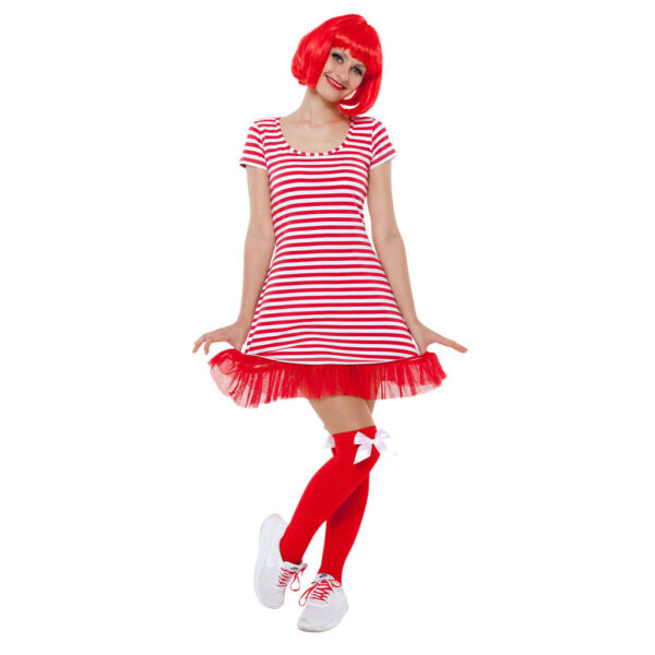 Ringelkleid  Rüschensaum rot-weiß Gr. S – Bild 2