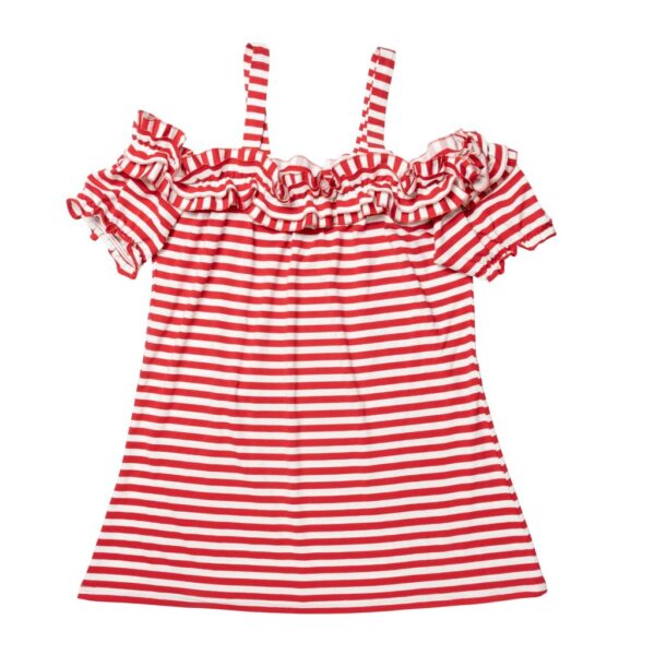 Ringel Shirt 1/2 Arm Carmen mit großem Ausschnitt rot/weiß Gr.XXL – Bild 3